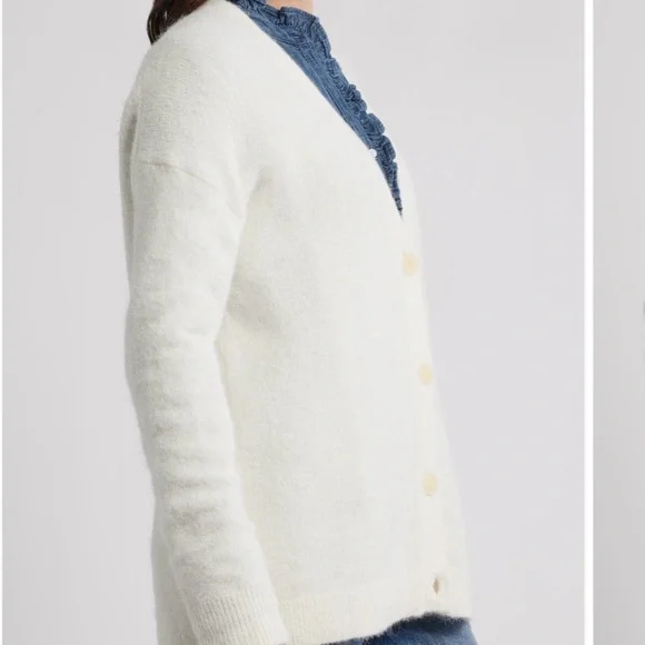 Alpaca blend Caslon Cream Button-Up Cardigan Sweater - Picture 2 of 6